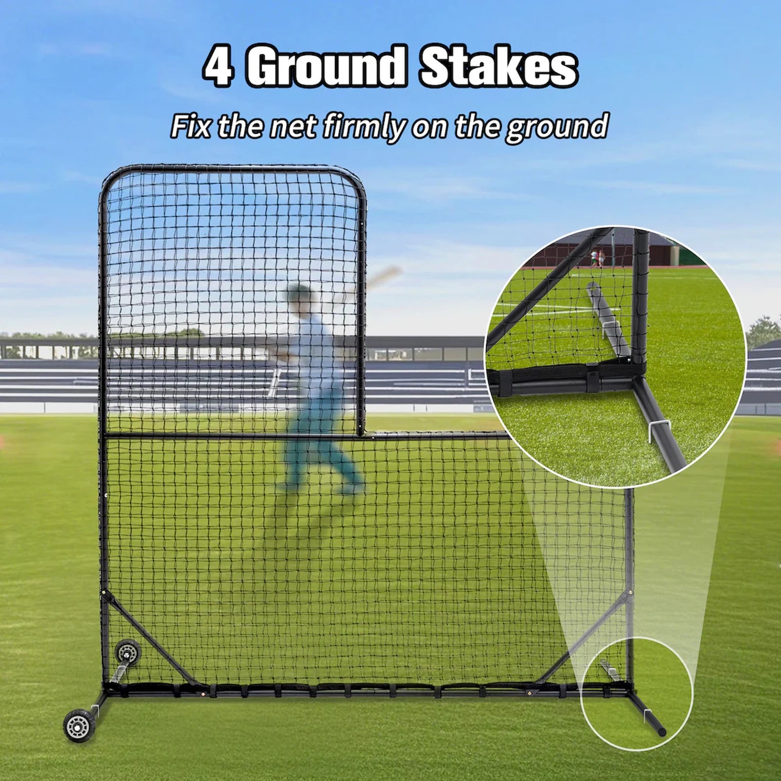 SEVORLEY Heavy-Duty L-Screen Baseball Pitching Net – 7ft x 7ft Portable Training Screen with Wheels, Quick Assembly, Carry Bag for Youth Leagues, Backyard & Professional Practice