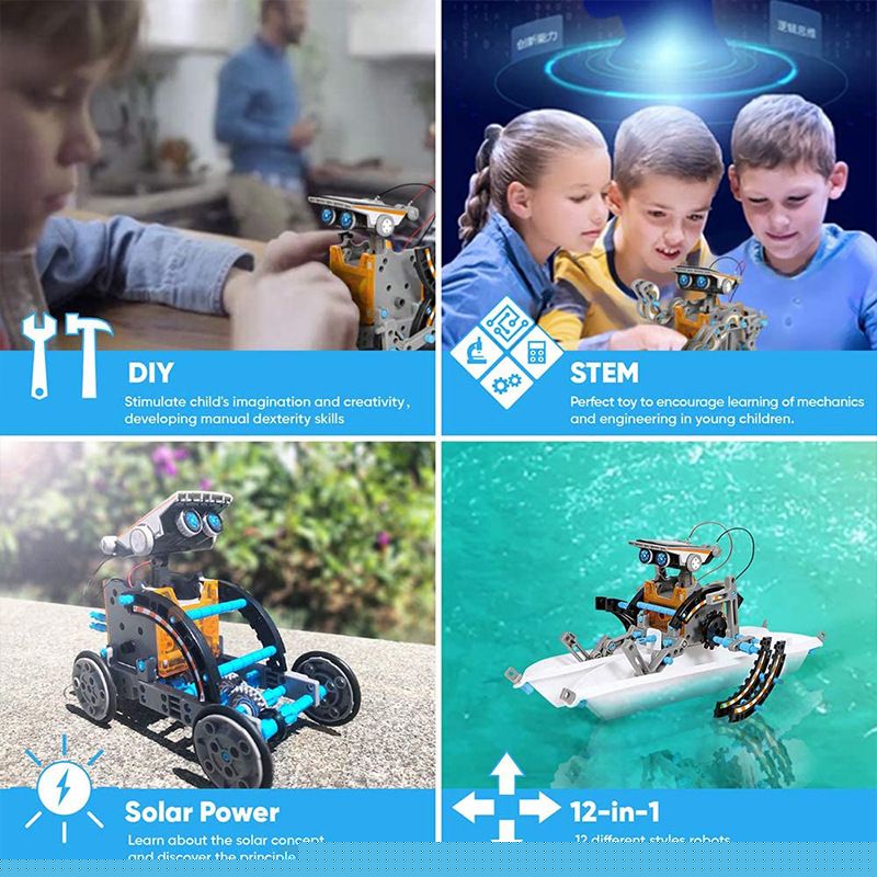 Doba STEM Solar Robot Kit For Kids; 12-in-1 Educational STEM Science Experiment Toys; Solar Powered Building Kit DIY For 8 9 10 11 12 13 Years Old Boys & Girls Kids Toy