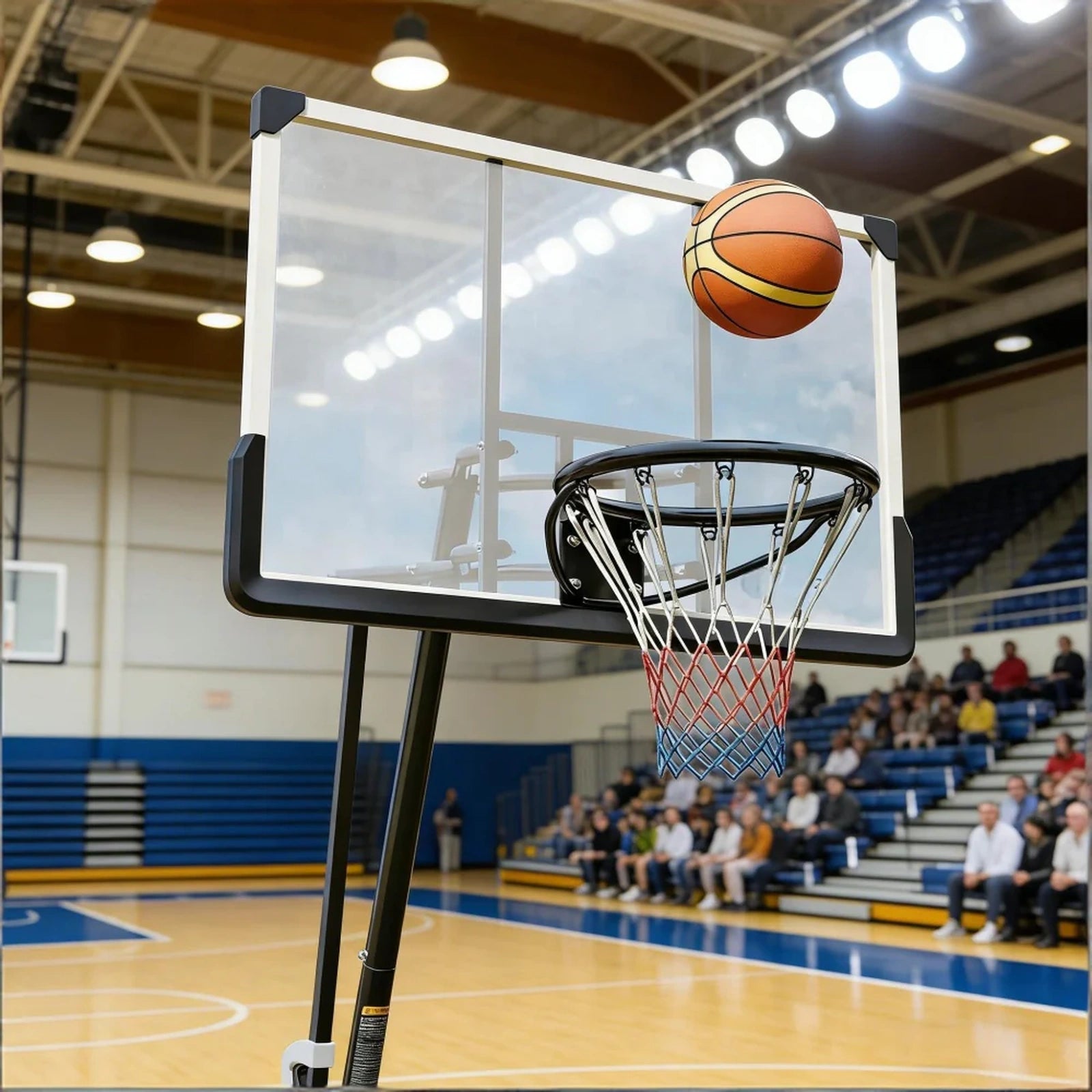SEVORLEY Adjustable Portable Basketball Hoop – 8.5-10 ft Height Range, Ball Return System, Heavy-Duty Base with Wheels, PE Backboard for Driveway & Home Court