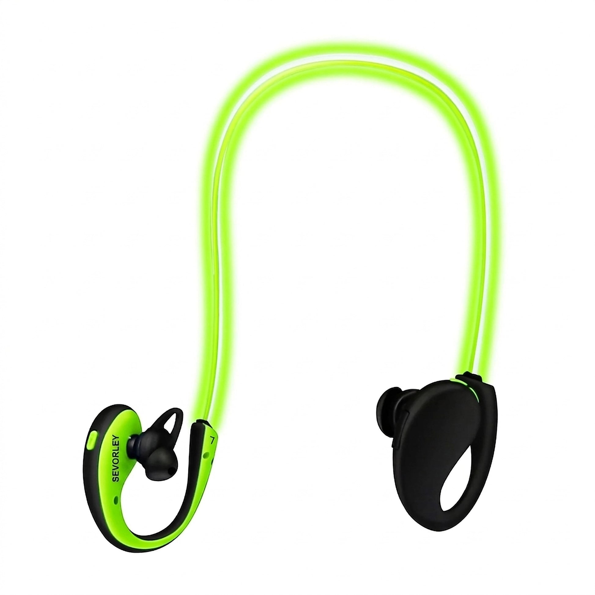 Doba Wireless Neckband Earphones V4.1 HD Stereo Sweat-proof Headphones with LED Light Mic - 8Hrs Work, Running - 1 Pack One size Green