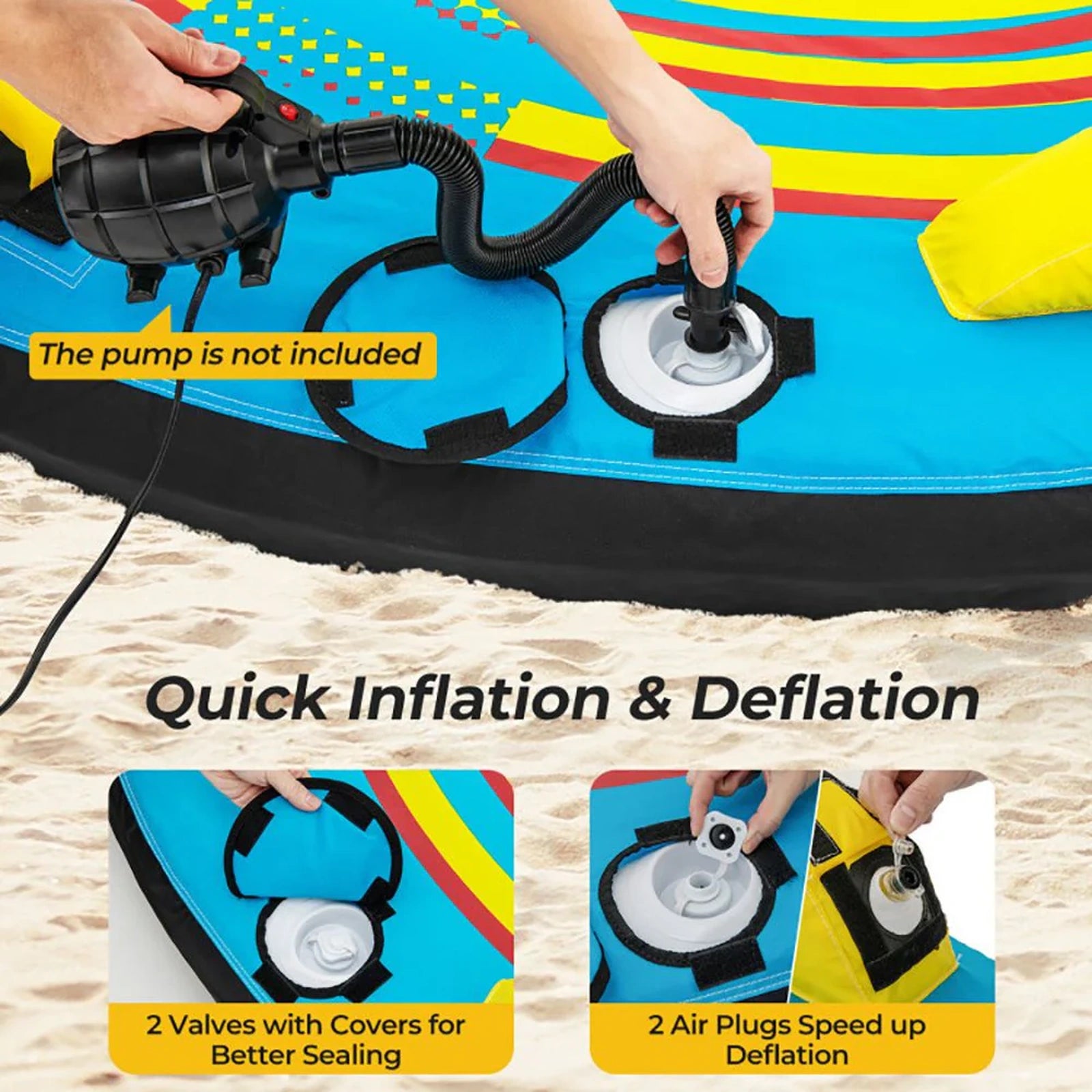 Doba 3-Person Inflatable Boat Tube Towable Platform with Double Valves