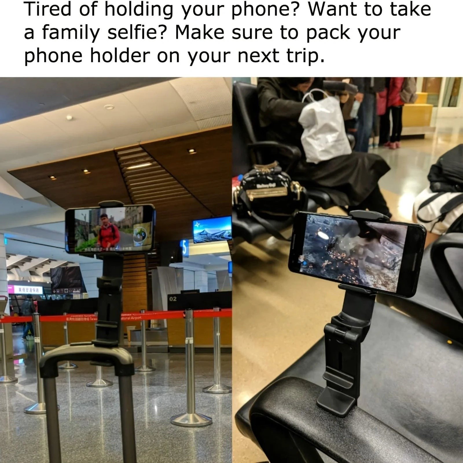 Doba Universal in Flight Airplane Phone Holder Mount. Handsfree Phone Holder for Desk Tray with Multi-Directional Dual 360 Degree Rotation. Pocket Size Must Have Travel Essential Accessory for Flying