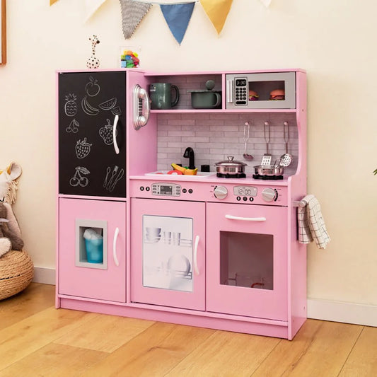 Doba Toddler Pretend Play Kitchen for Boys and Girls 3-6 Years Old Pink