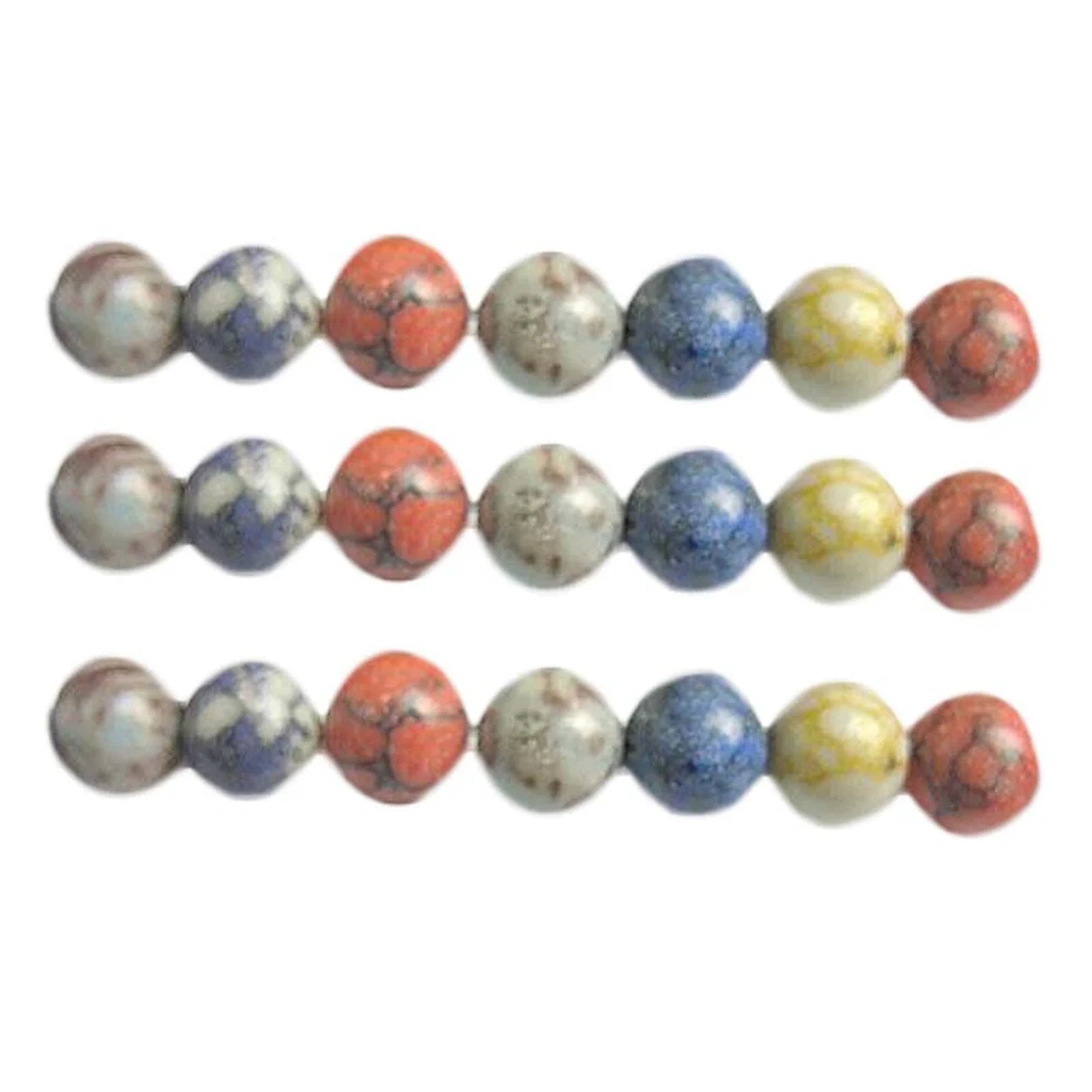 Doba 120Pcs 6MM Multicolor Random Patterned Synthetic Stone Round Loose Beads for DIY Jewelry Making Bracelet Necklace Default