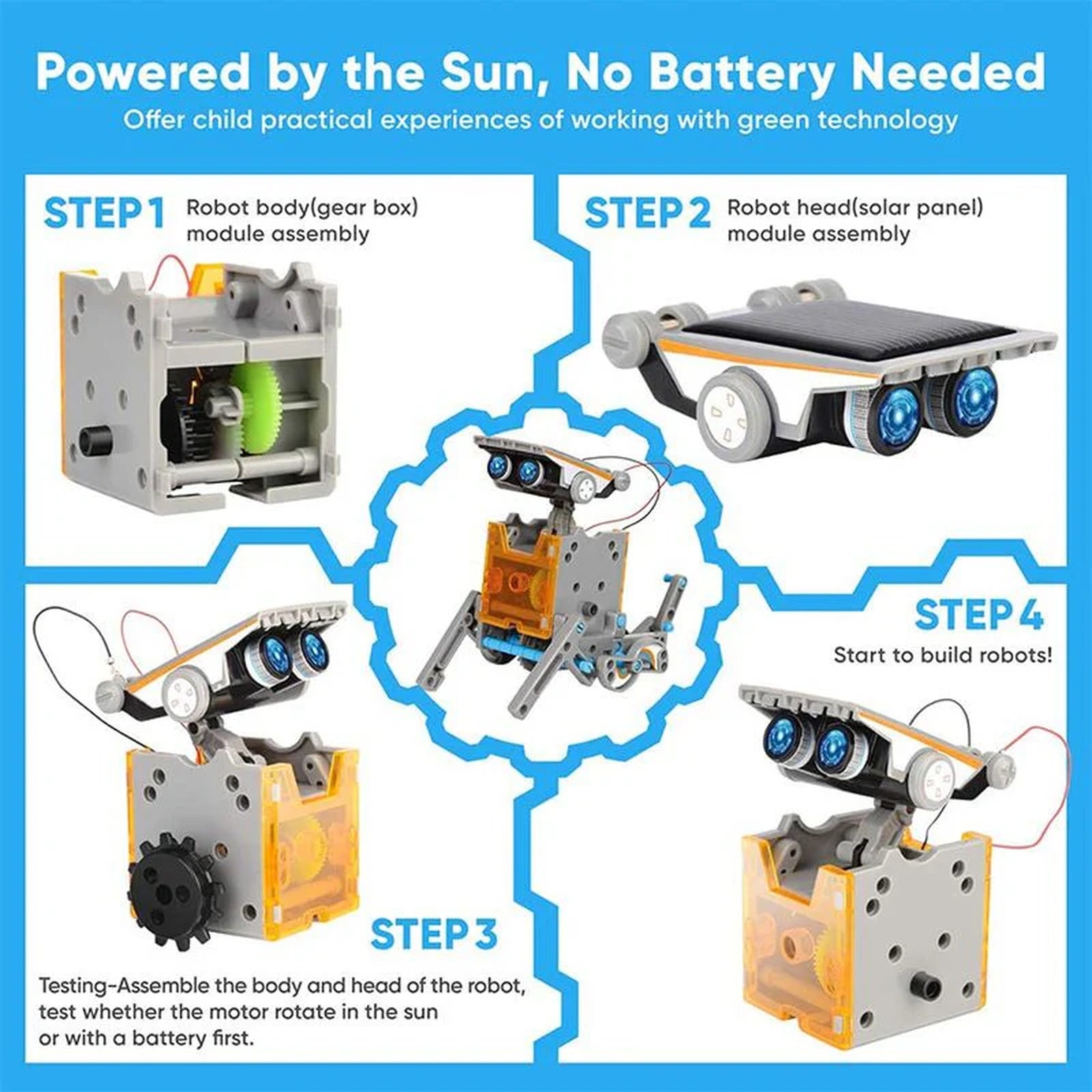 Doba STEM Solar Robot Kit For Kids; 12-in-1 Educational STEM Science Experiment Toys; Solar Powered Building Kit DIY For 8 9 10 11 12 13 Years Old Boys & Girls Kids Toy