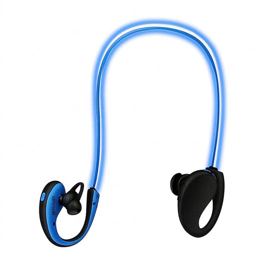 Doba Wireless Neckband Earphones V4.1 HD Stereo Sweat-proof Headphones with LED Light Mic - 8Hrs Work, Running - 1 Pack One size Blue