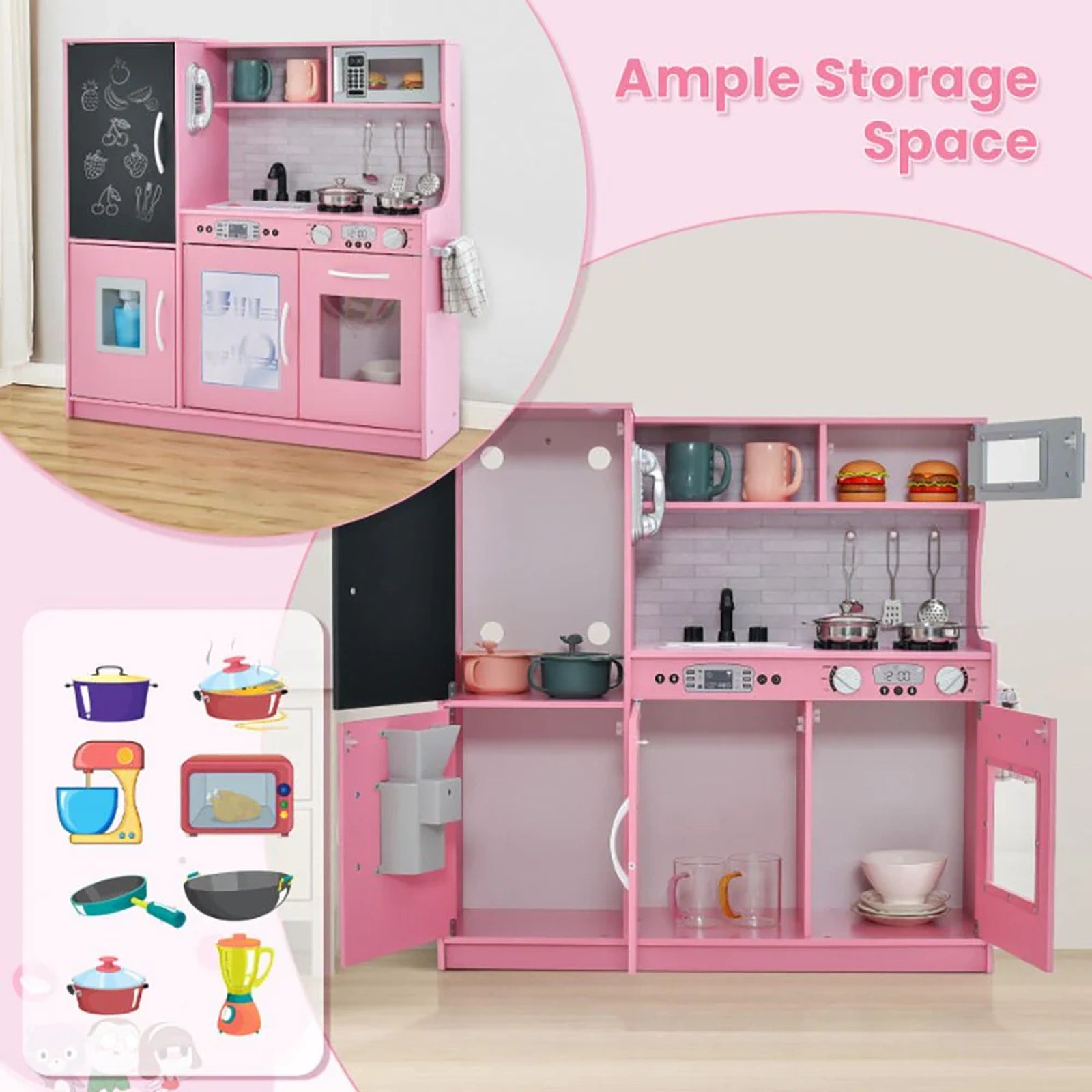 Doba Toddler Pretend Play Kitchen for Boys and Girls 3-6 Years Old