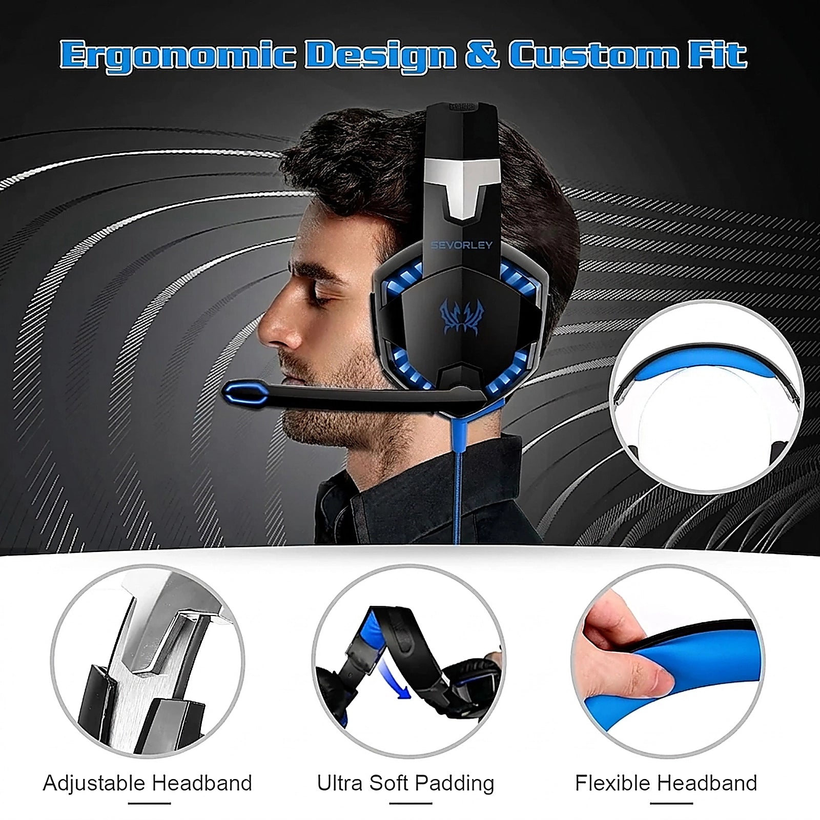 Doba Gaming Headset Over Ear Headphones for PS4 Xbox Nintendo Switch PC Laptop