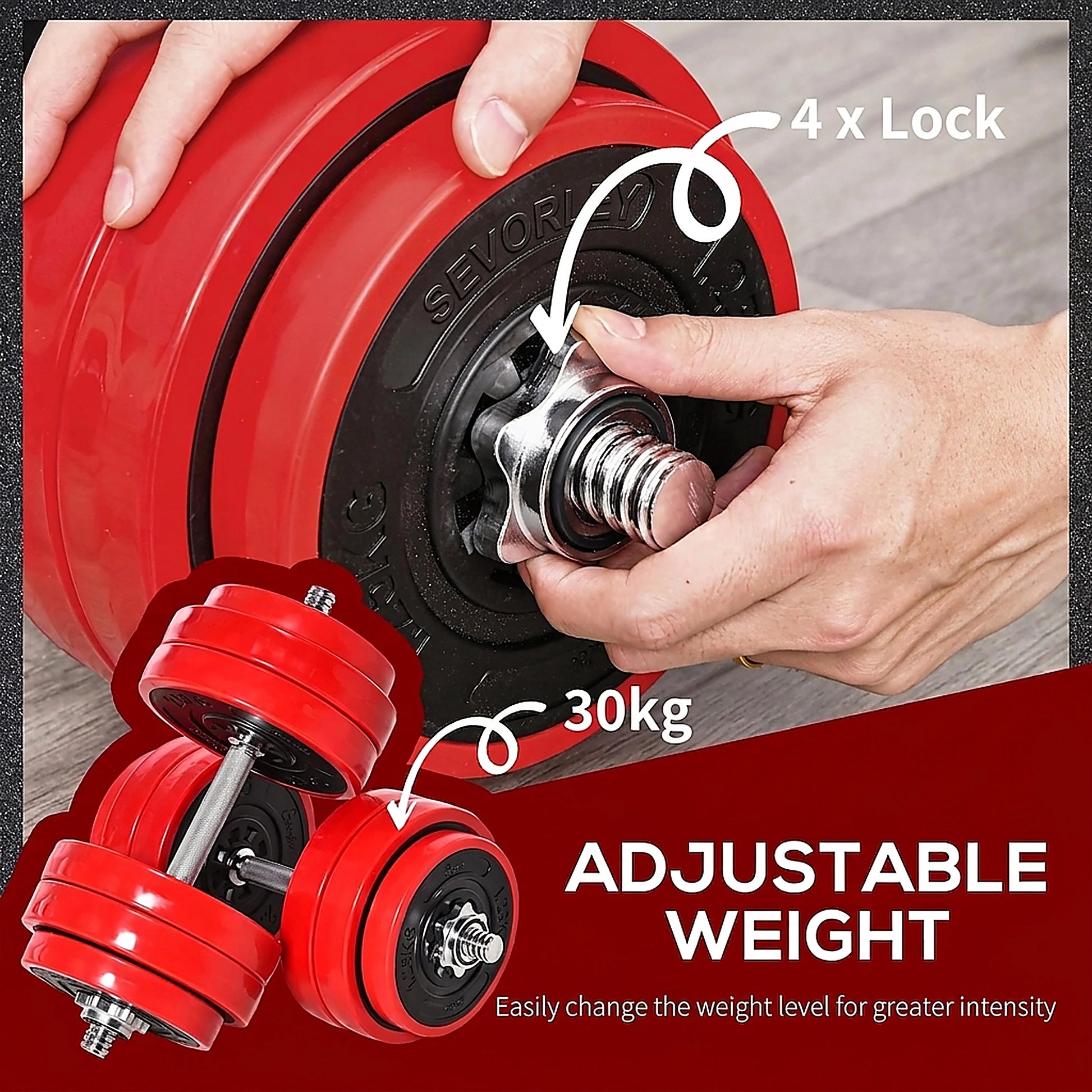 Doba 66lbs Dumbbell & Barbell Adjustable Set Two-In-One Strength Muscle Exercise Fitness Plate Bar Clamp Rod for Home Gym
