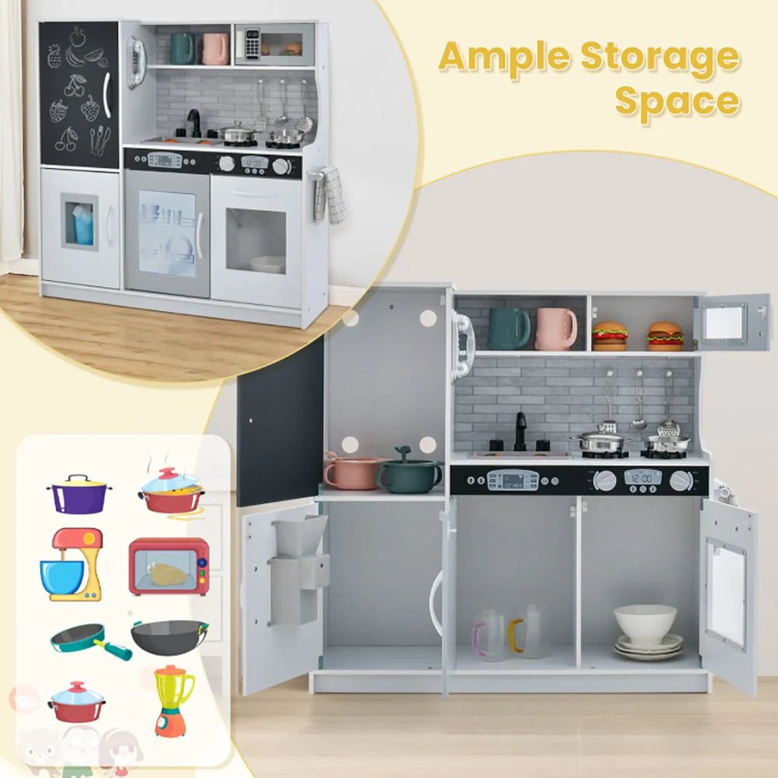 Doba Toddler Pretend Play Kitchen for Boys and Girls 3-6 Years Old