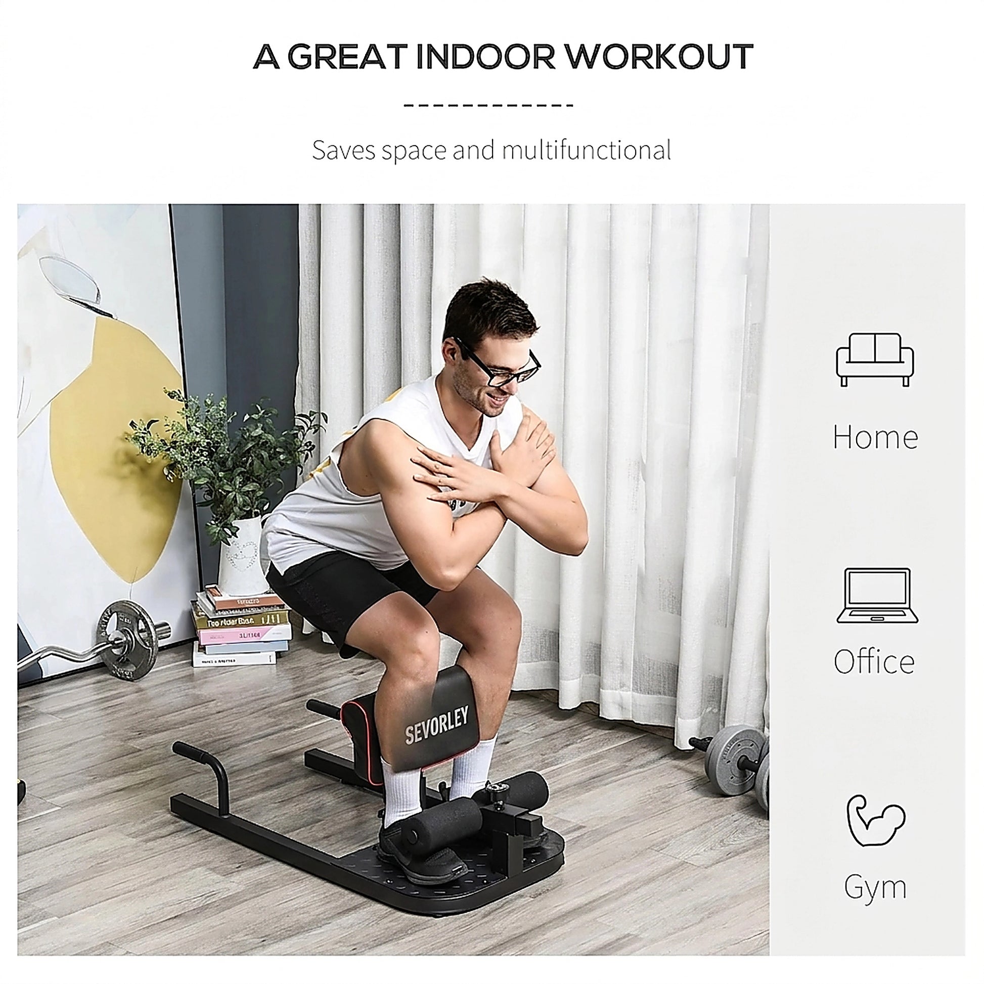 Doba 3 in 1 Padded Push Up Sit Up Squat Machine, Home Gym Fitness Equipment, Black