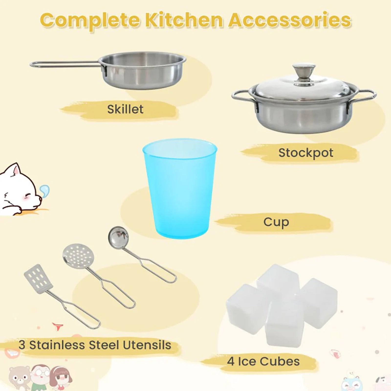 Doba Toddler Pretend Play Kitchen for Boys and Girls 3-6 Years Old