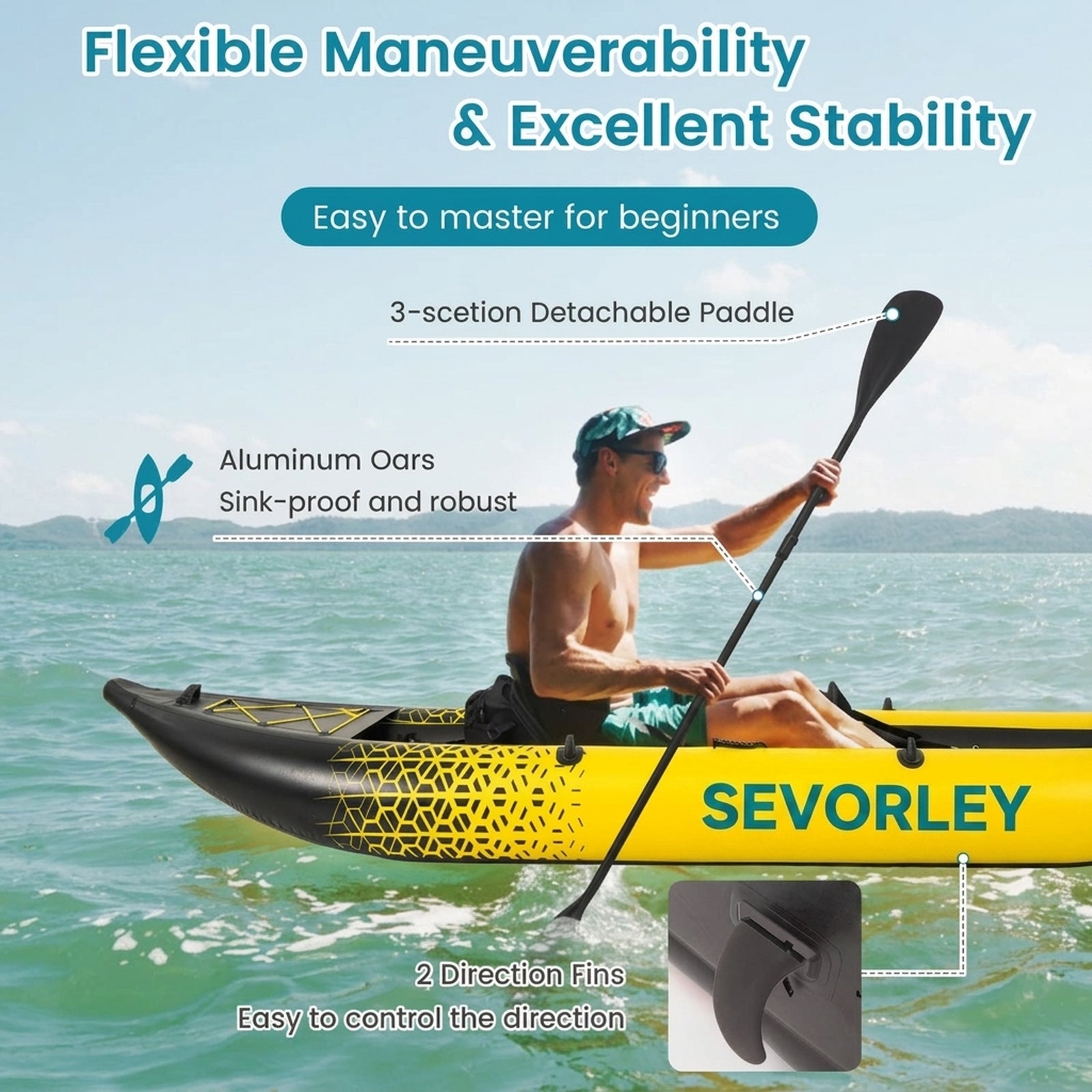 Doba Inflatable 2-person Kayak Set with Aluminium Oars and Repair Kit