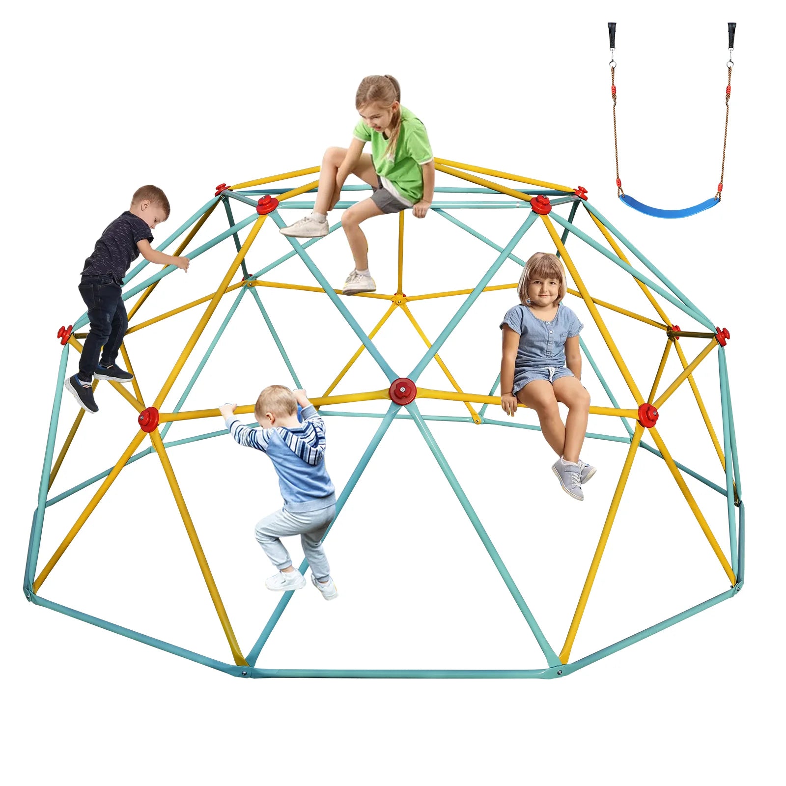 SEVORLEY Heavy-Duty Dome Climber – 10ft x 10ft x 5ft Outdoor Jungle Gym with Hammock, Hot-Dip Galvanized Steel Frame, Supports Up to 1000 lbs, Ages 3-10, Backyard Playground Set