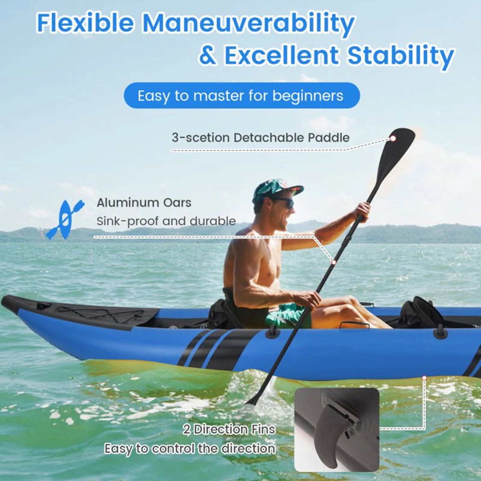 Doba Inflatable 2-person Kayak Set with Aluminium Oars and Repair Kit