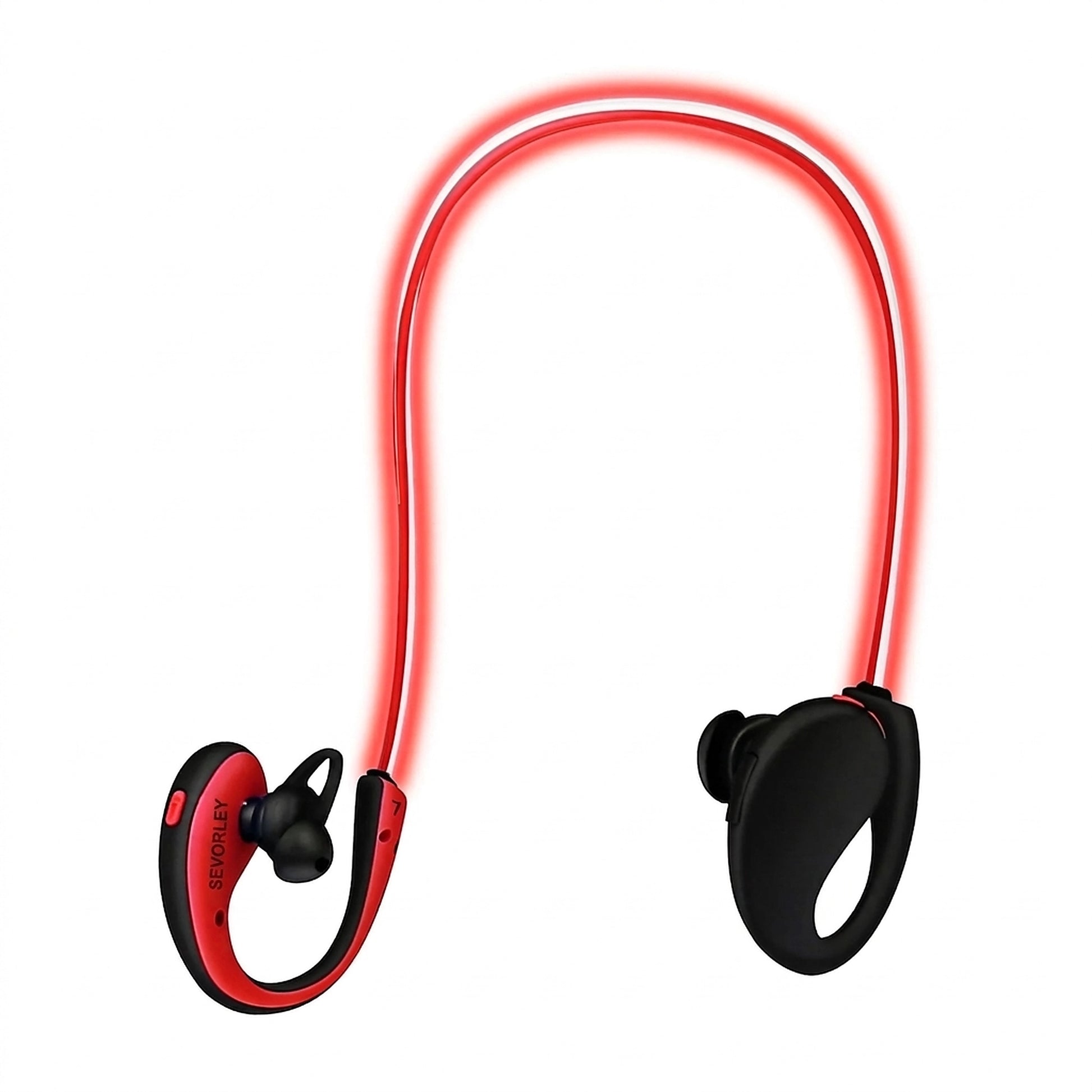Doba Wireless Neckband Earphones V4.1 HD Stereo Sweat-proof Headphones with LED Light Mic - 8Hrs Work, Running - 1 Pack One size Red