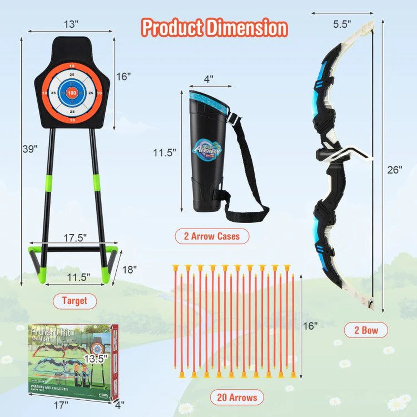 Doba Youth Archery Bow Set with LED Light Up Bow and 20 Suction Cup Arrows for Kids
