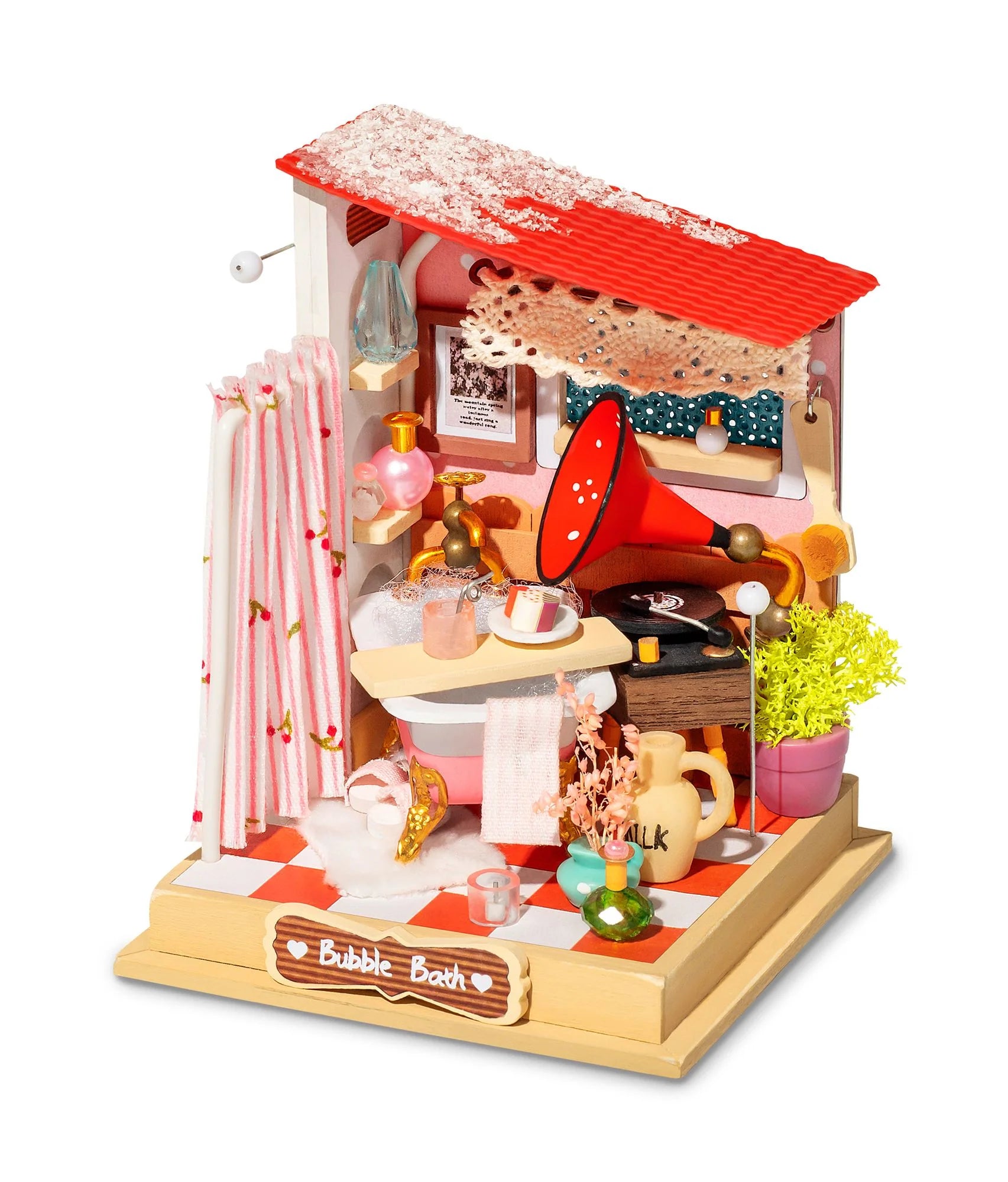 Doba Robotime DIY Taste Life Kitchen Doll House with Furniture Children Adult Miniature Dollhouse Bubble Bath Wooden Kits Toy Gift DS China DS018 Bubble bath