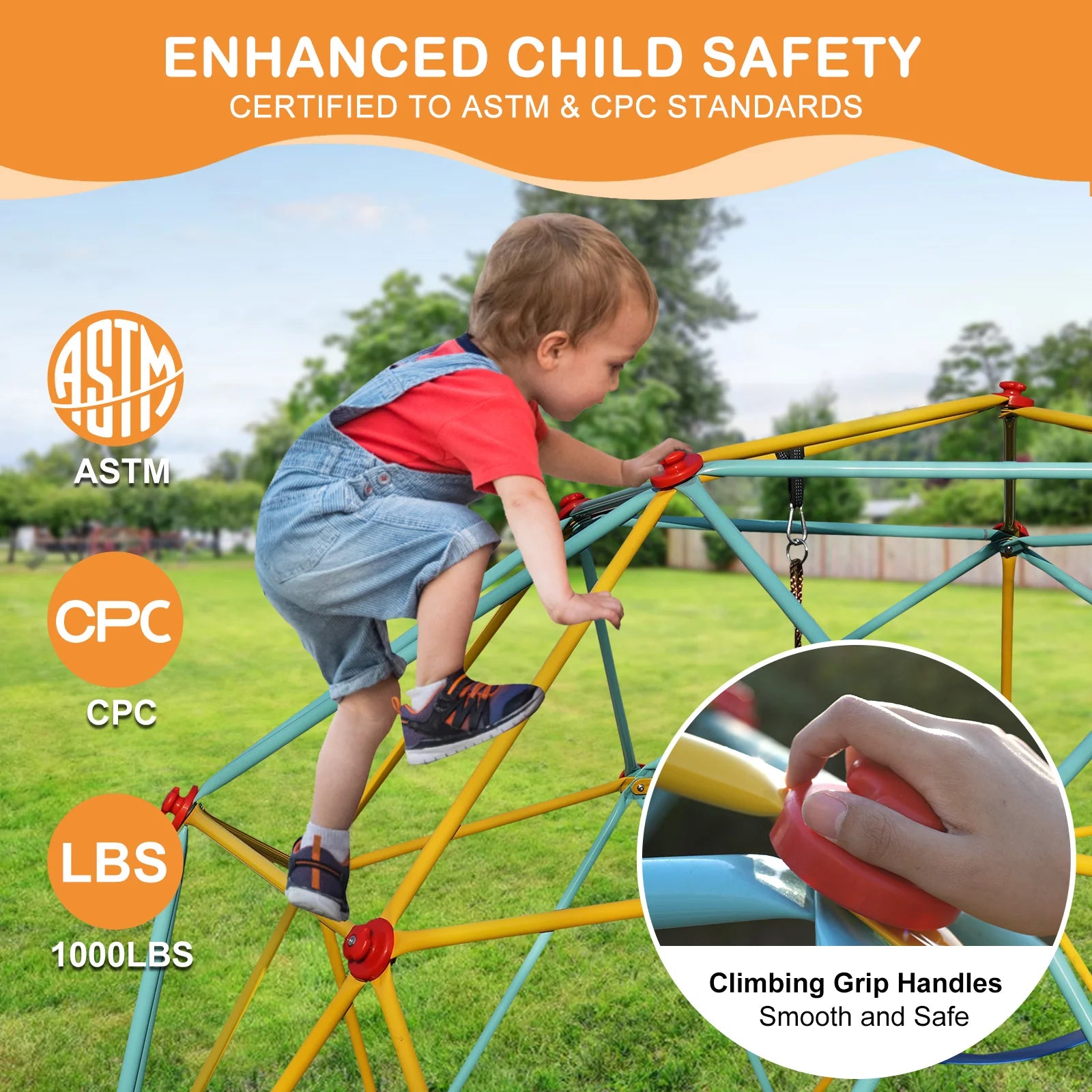 SEVORLEY Heavy-Duty Dome Climber – 10ft x 10ft x 5ft Outdoor Jungle Gym with Hammock, Hot-Dip Galvanized Steel Frame, Supports Up to 1000 lbs, Ages 3-10, Backyard Playground Set