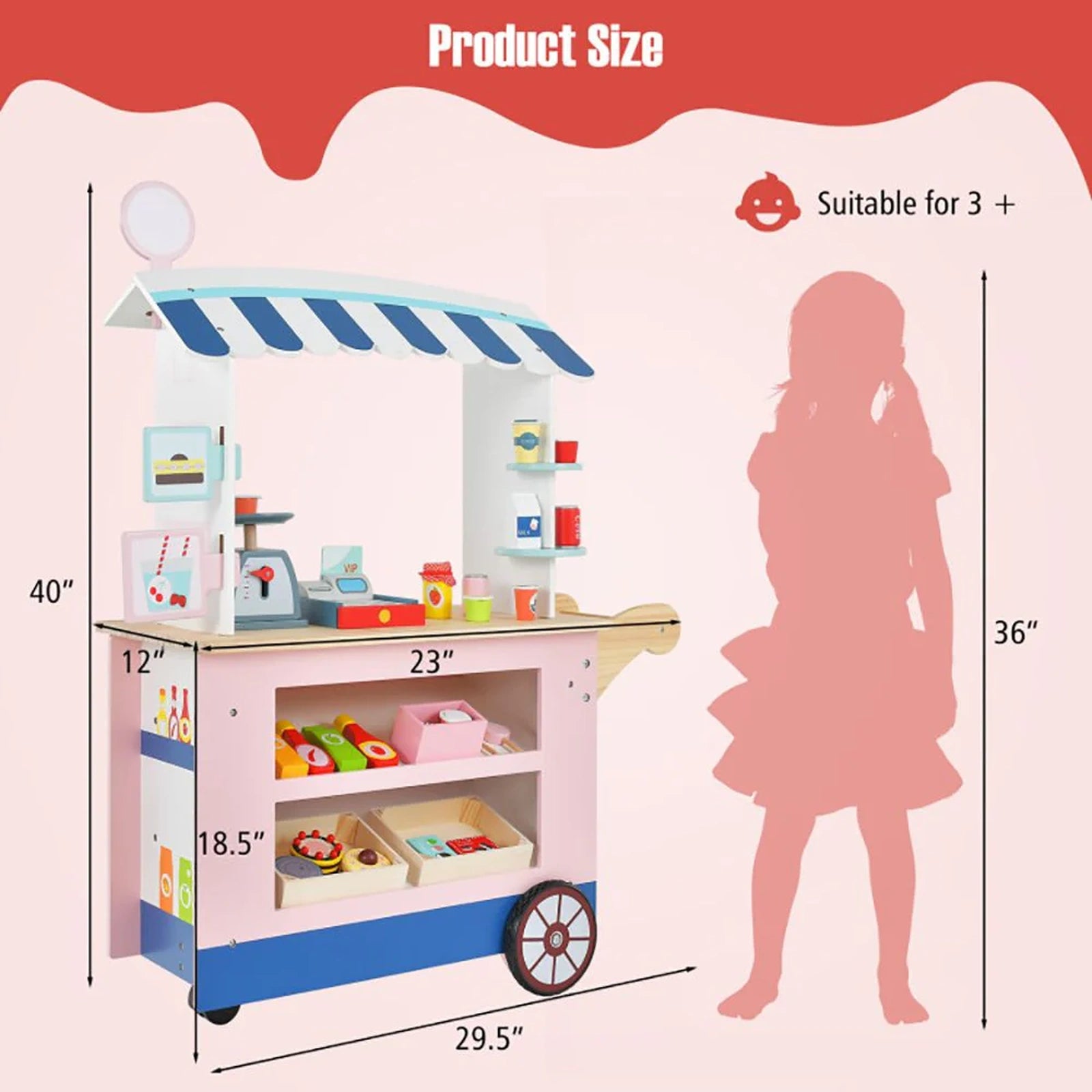 Doba Toy Cart Play Set with POS Machine and Lovely Scale