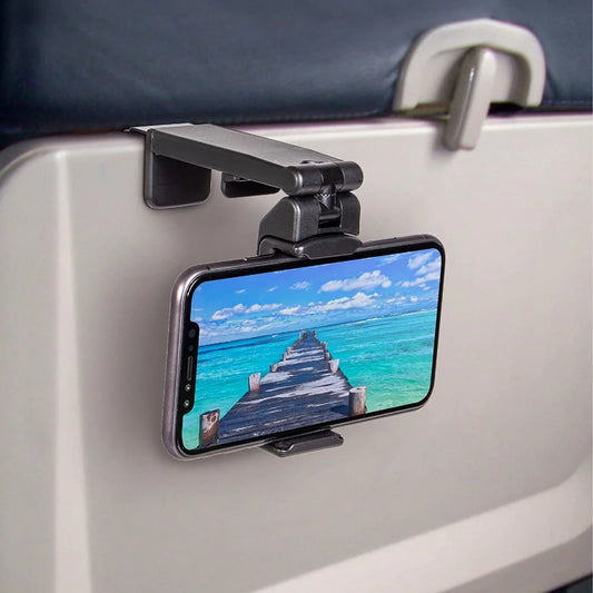 Doba Universal in Flight Airplane Phone Holder Mount. Handsfree Phone Holder for Desk Tray with Multi-Directional Dual 360 Degree Rotation. Pocket Size Must Have Travel Essential Accessory for Flying Black