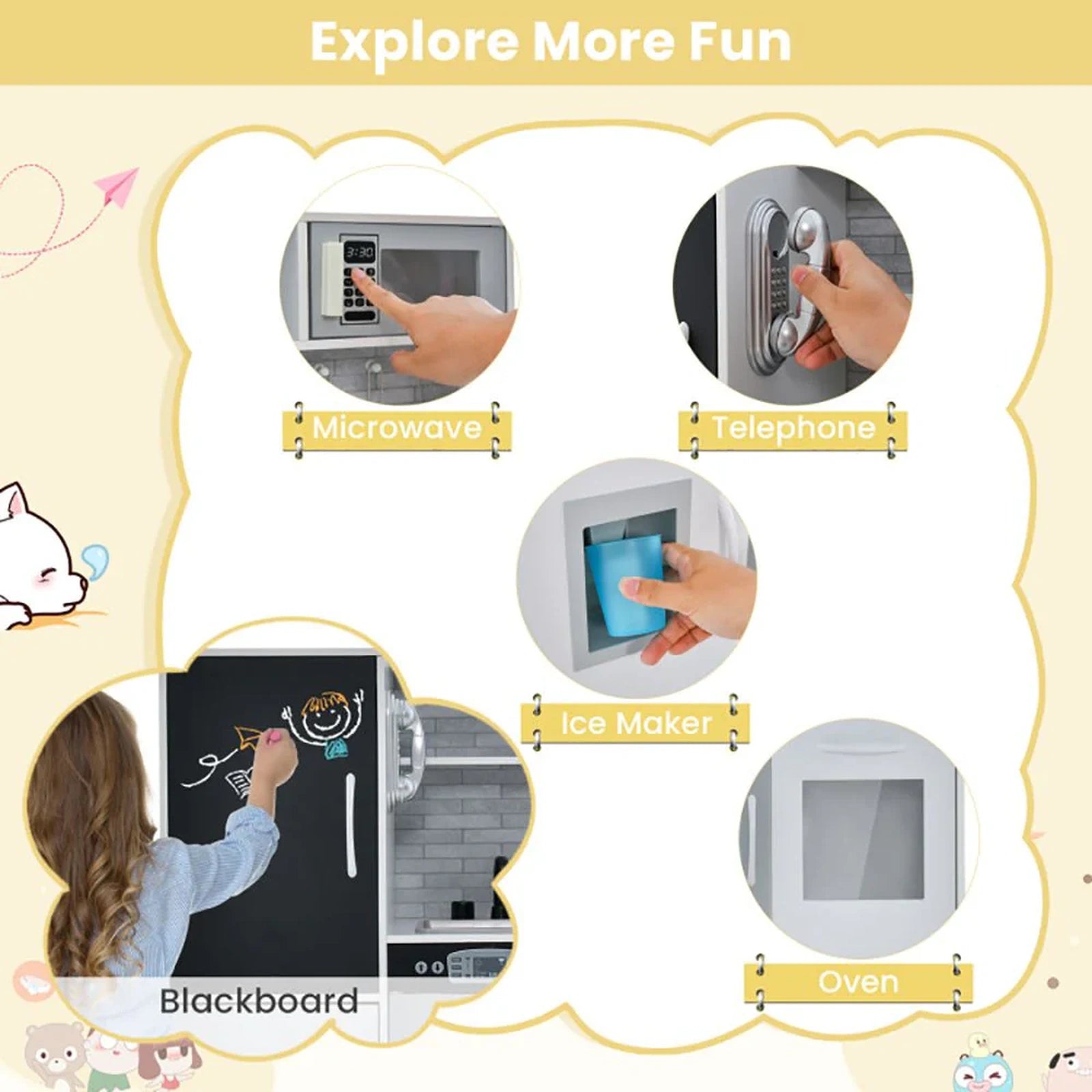 Doba Toddler Pretend Play Kitchen for Boys and Girls 3-6 Years Old