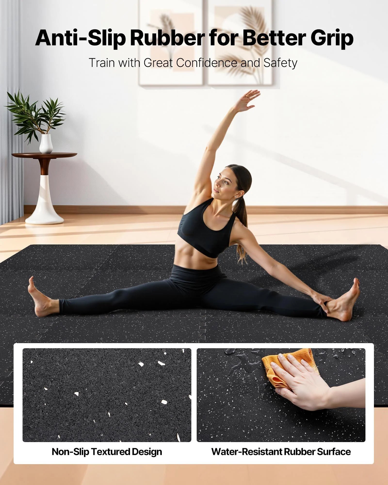 Doba Puzzle Exercise Mat, 12 PCS Fitness Equipment Mats, 24 x 24 x 0.4 in, High-Density EVA Foam Mats Set, Interlocking Rubber Soft Tiles, Protective Floor Padding with White Dots for Home Gym Office