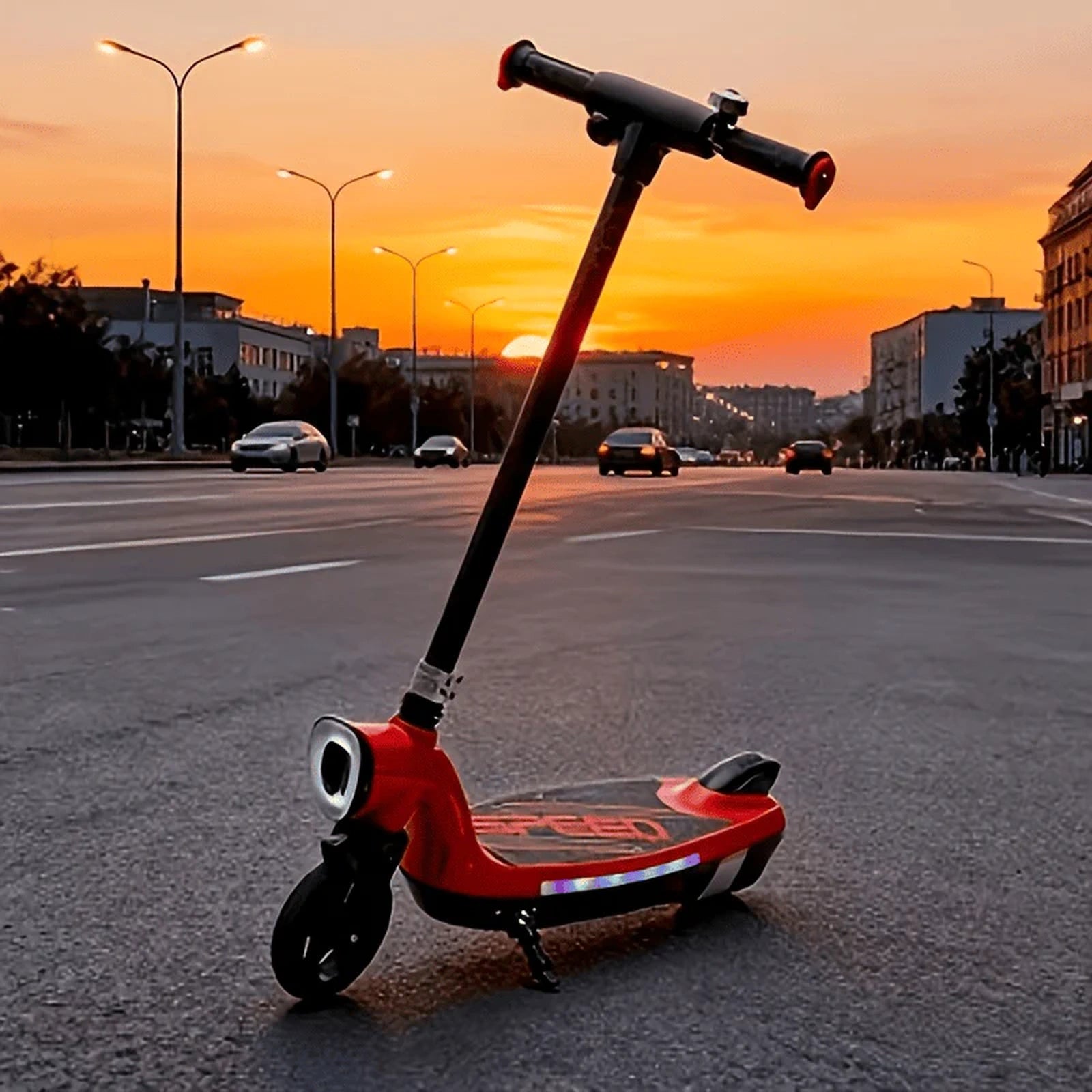Doba Kids Ride On Electric Scooter With Kickstand,Scooter Bell,Faster Speed And Longer Usage Time,Rear Brake,Wider Pedal,Non-Slip Handle,Colorful LED Lights,5.59-6.84 MPH For Kids 6+.