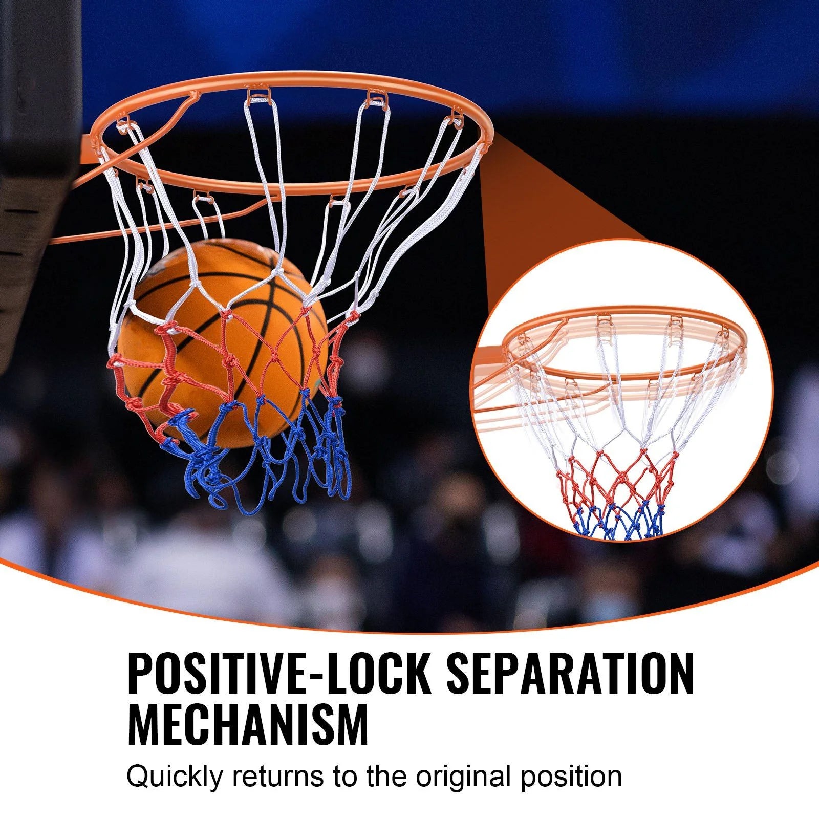 Doba Basketball Rim, Wall Door Mounted Basketball Hoop, Heavy Duty Q235 Basketball Flex Rim Goal Replacement with Net, Standard 18" Indoor and Outdoor Hanging Basketball Hoop for Kids Adults
