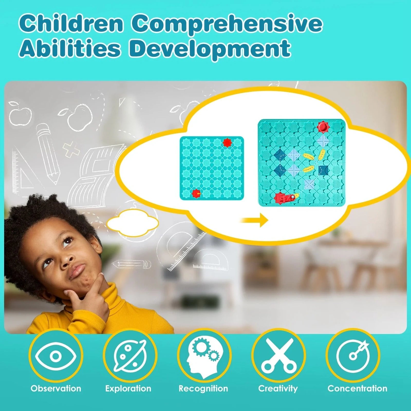 Doba Kids Logical Road Builder Toy Brain Teasers Puzzles Montessori Toys Preschool Educational Learning Toys Puzzle STEM Board Game For 3-8 Years Old Boys Girls Birthday Gift GPCT5326