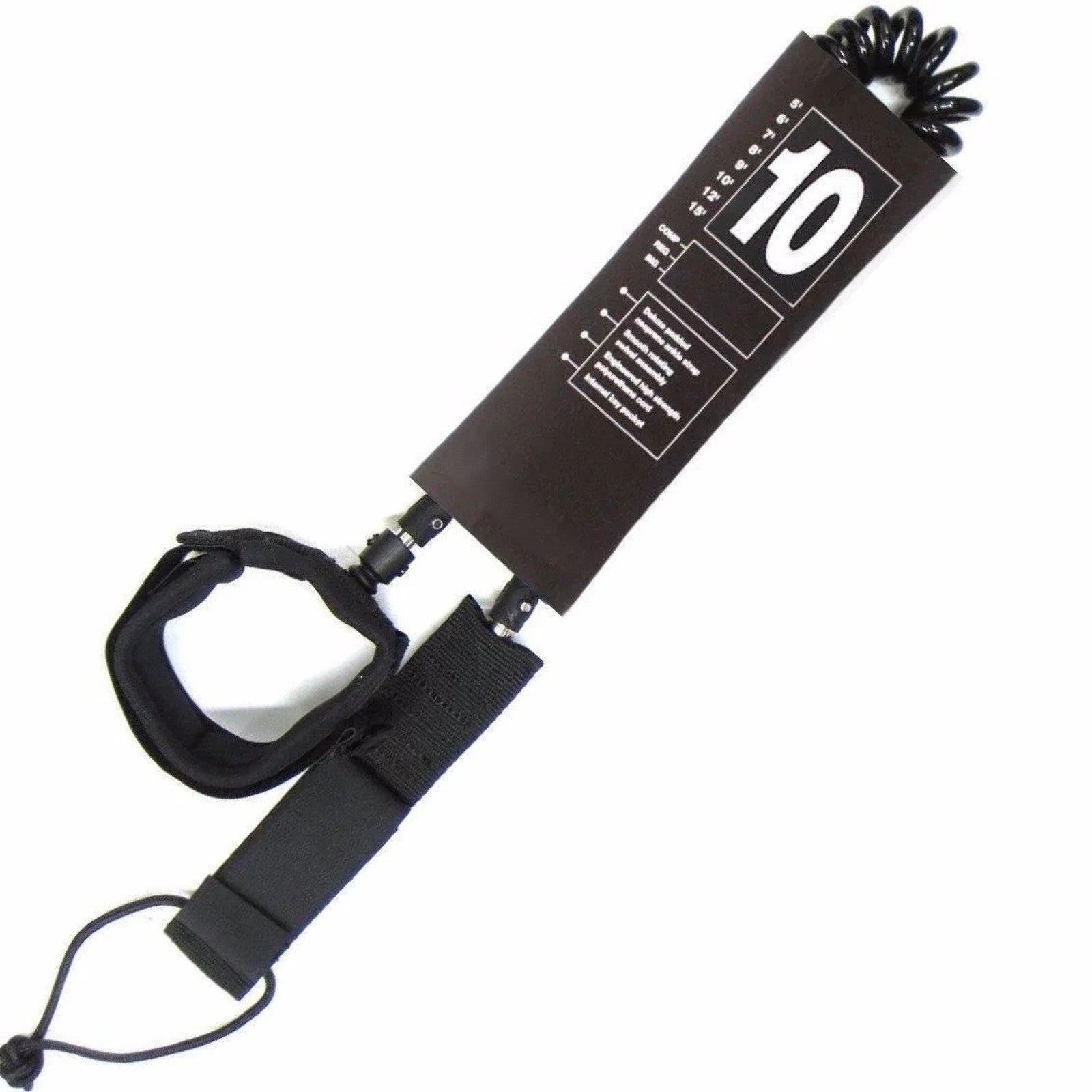 Doba Premium Stand Up Paddle board SUP Surf Leash 10' COILED - Double Stainless Steel Swivels and Triple Rail Saver