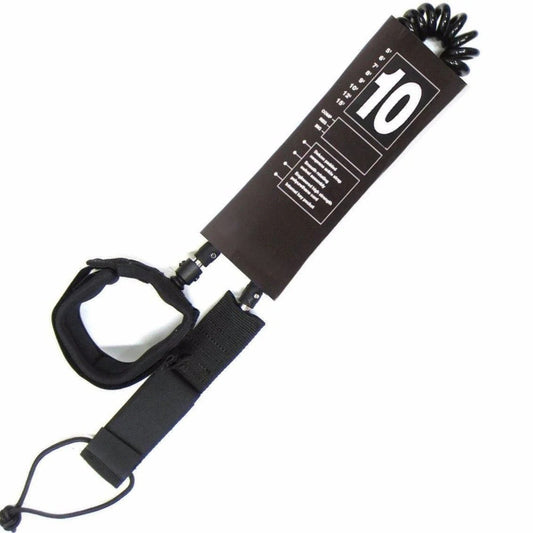 Doba Premium Stand Up Paddle board SUP Surf Leash 10' COILED - Double Stainless Steel Swivels and Triple Rail Saver