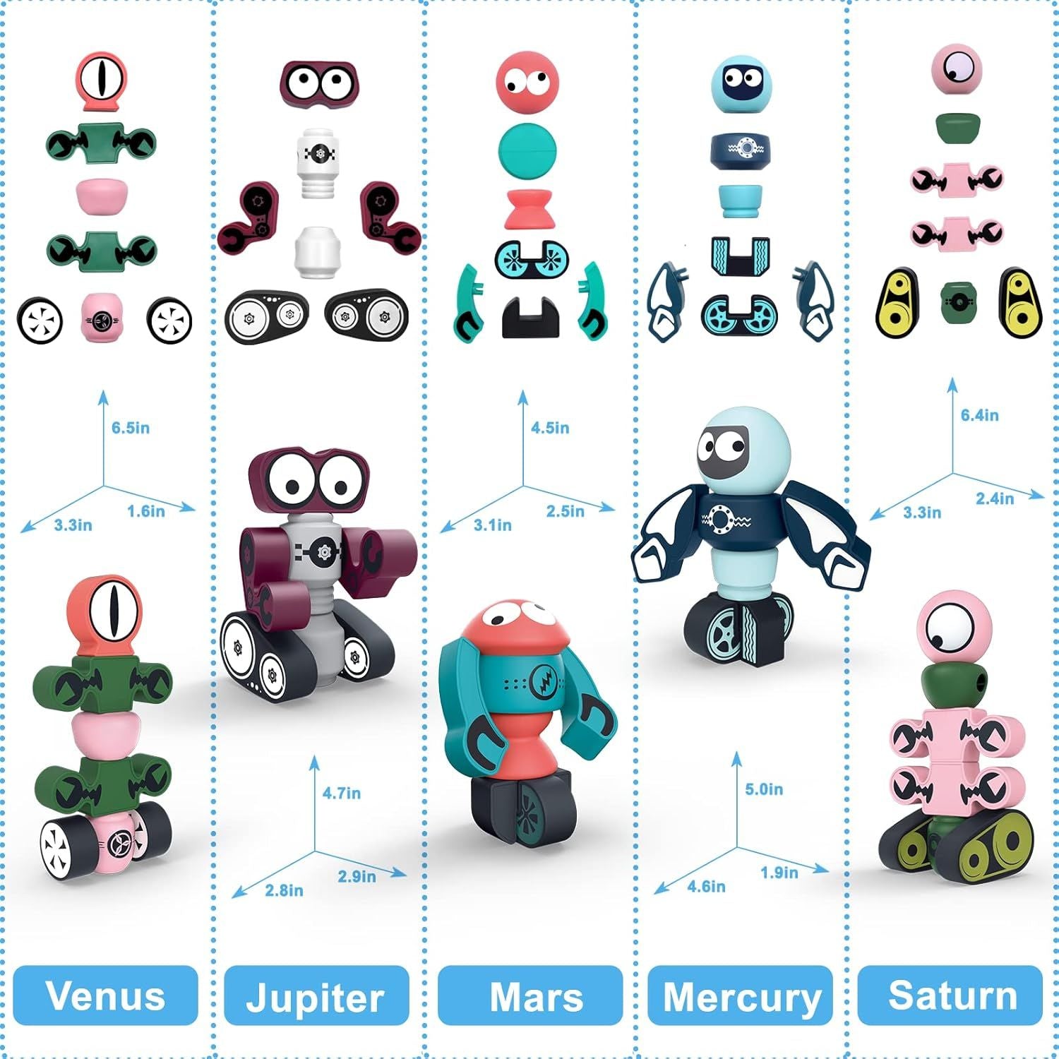 Doba Magnetic Robots, 35PCS Magnetic Blocks Set for Kids with Storage Box, Stacking Robots Toy STEM Educational Playset
