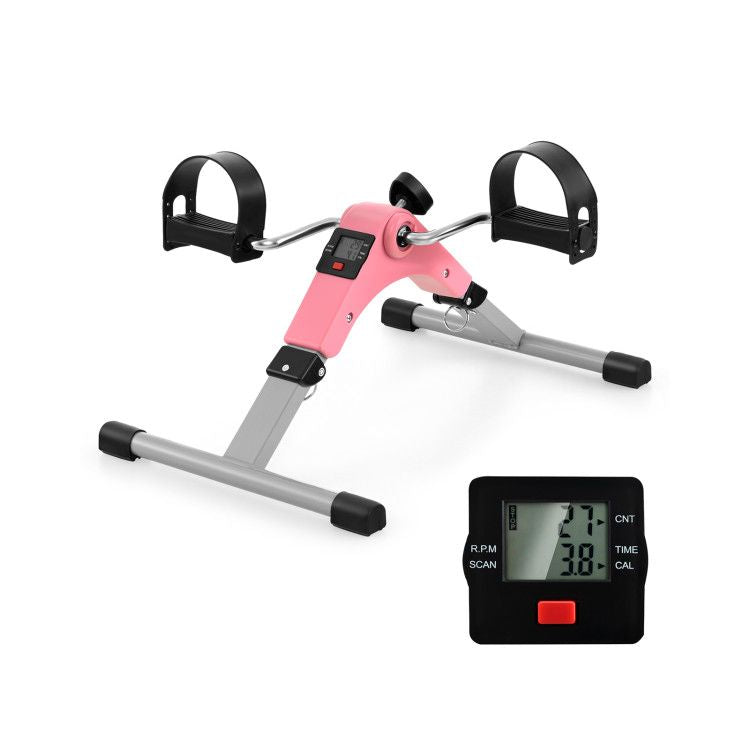 Doba Under Desk Exercise Bike Pedal Exerciser with LCD Display for Legs and Arms Workout Pink