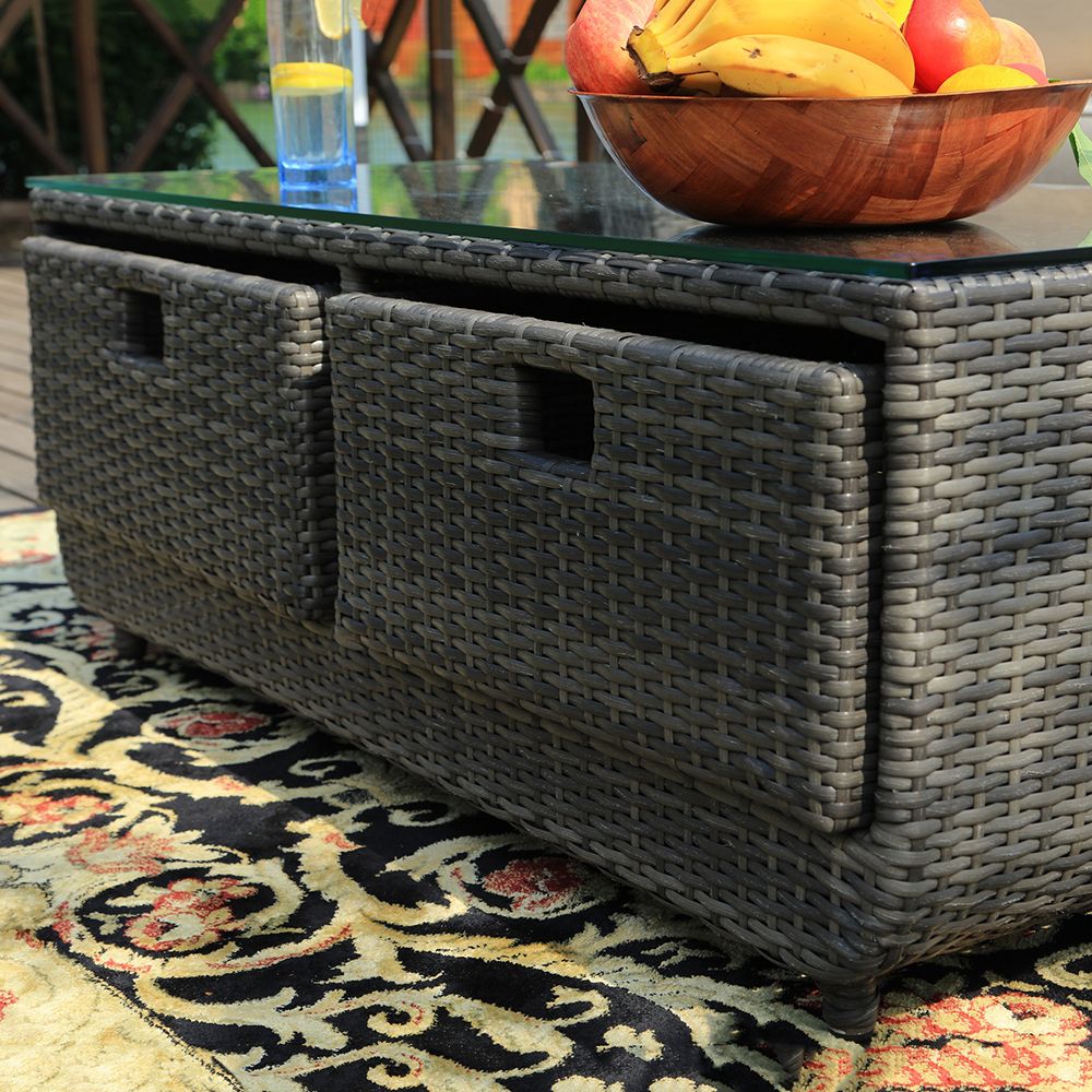 Doba Direct Wicker 5-Piece Outdoor Rattan Furniture Patio Conversation Set with Cushion