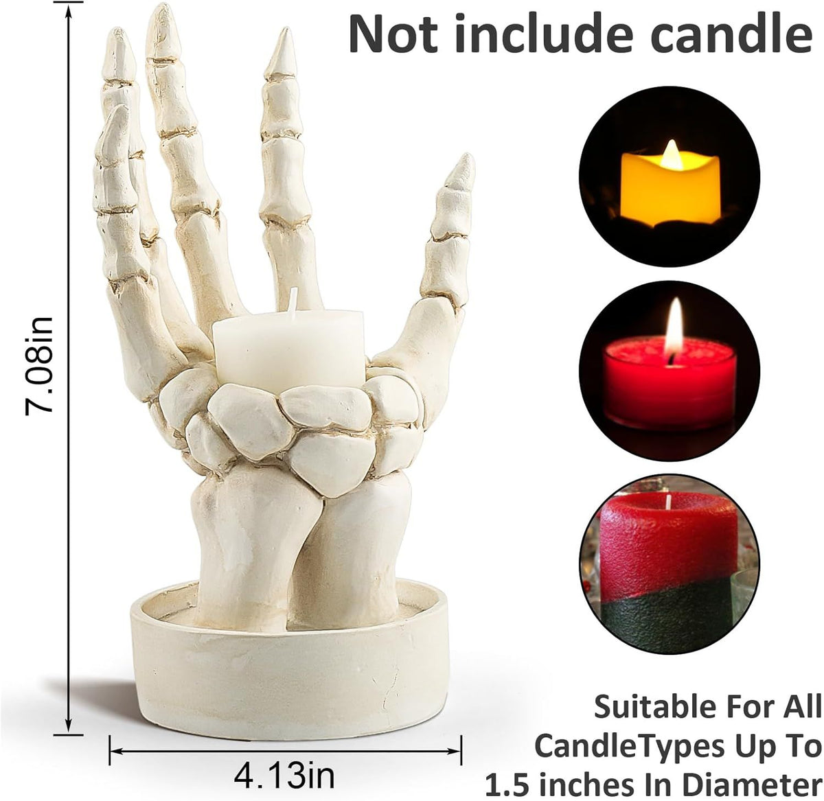 Doba Halloween Decorations Indoor Skeleton Hand Ring Holder Tealight Candle Holder for Gothic Table Decor Jewelry and Earring Organizer