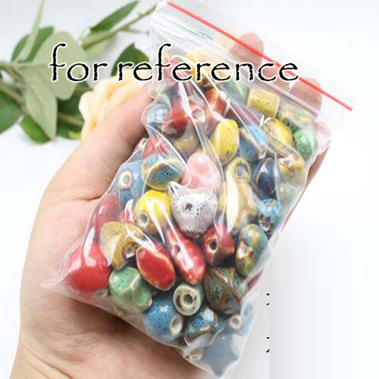Doba 80Pcs Assorted Color Ceramic Fancy Glaze Loose Beads Random Pattern for DIY Jewelry Making