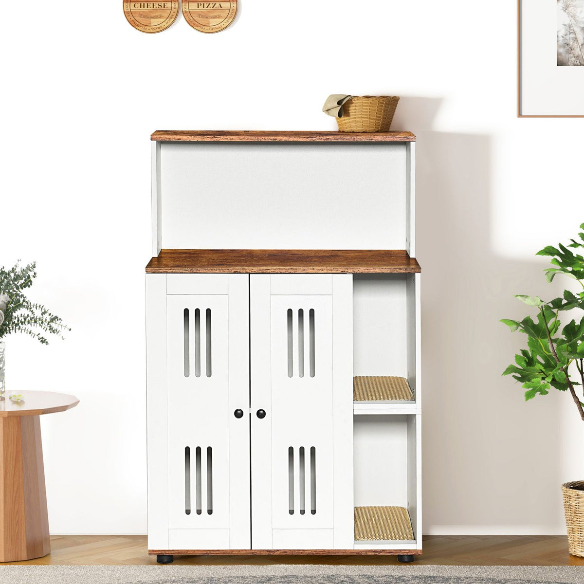 Doba Litter Box Enclosure for 2 Cats,Hidden cat furniture, double litter cabinet, can be used as side cabinet, wash bathroom