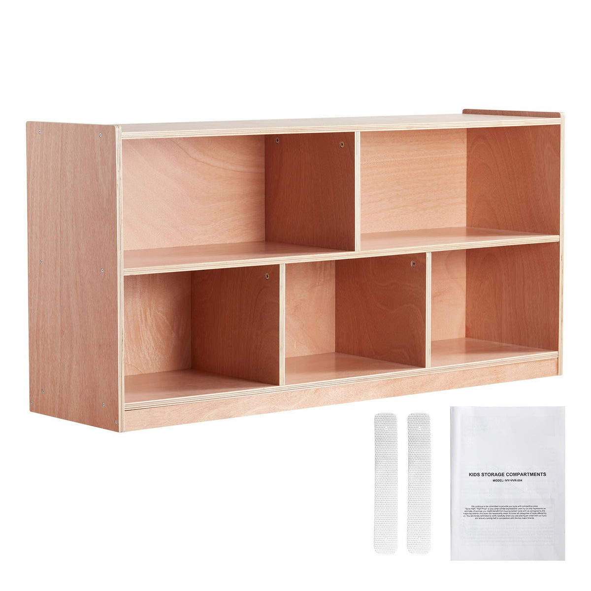 Doba Cubby Mobile Tray Storage Cabinet, 5-Compartment Cubby Storage Shelf, Cubby Storage Cabinet 2-shelf, Classroom Cubbies, Classroom Furniture for Home, Daycare and Preschool, Natural