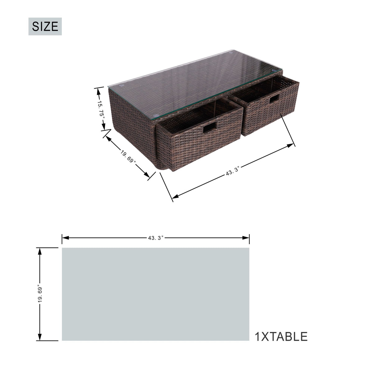 Doba Direct Wicker 5-Piece Outdoor Rattan Furniture Patio Conversation Set with Cushion
