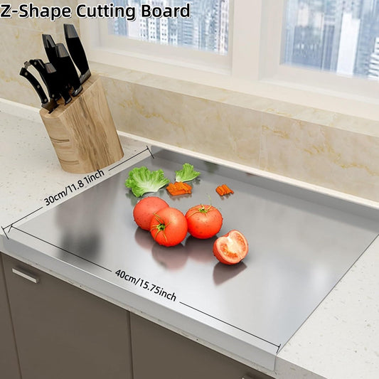 Doba Stainless Steel Cutting Boards for Kitchen, Lipped stainless steel cutting board. Large cutting board suitable for meat, fruits, vegetables, bread, and baking 30cm×40cm 11.81×15.75inch