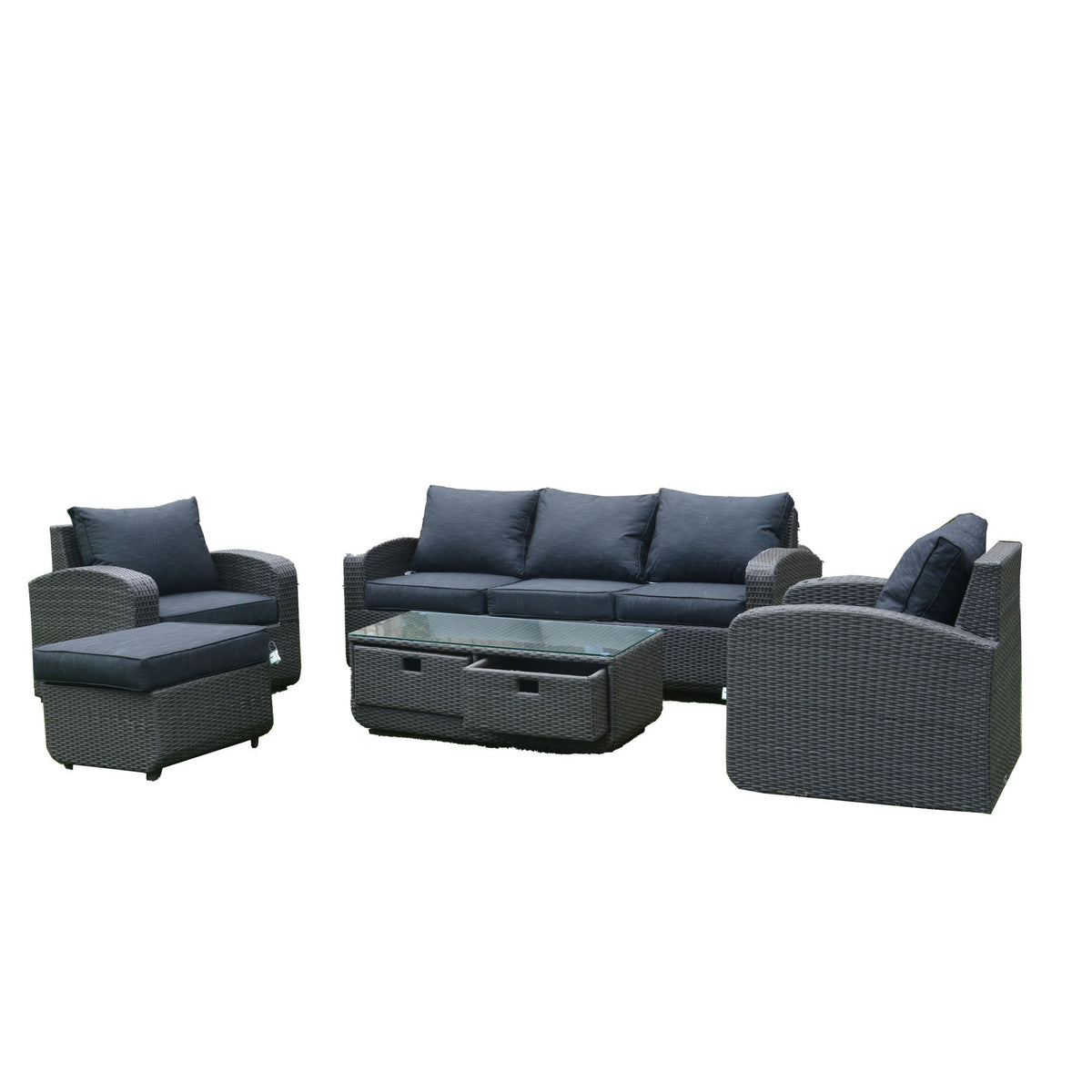 Doba Direct Wicker 5-Piece Outdoor Rattan Furniture Patio Conversation Set with Cushion
