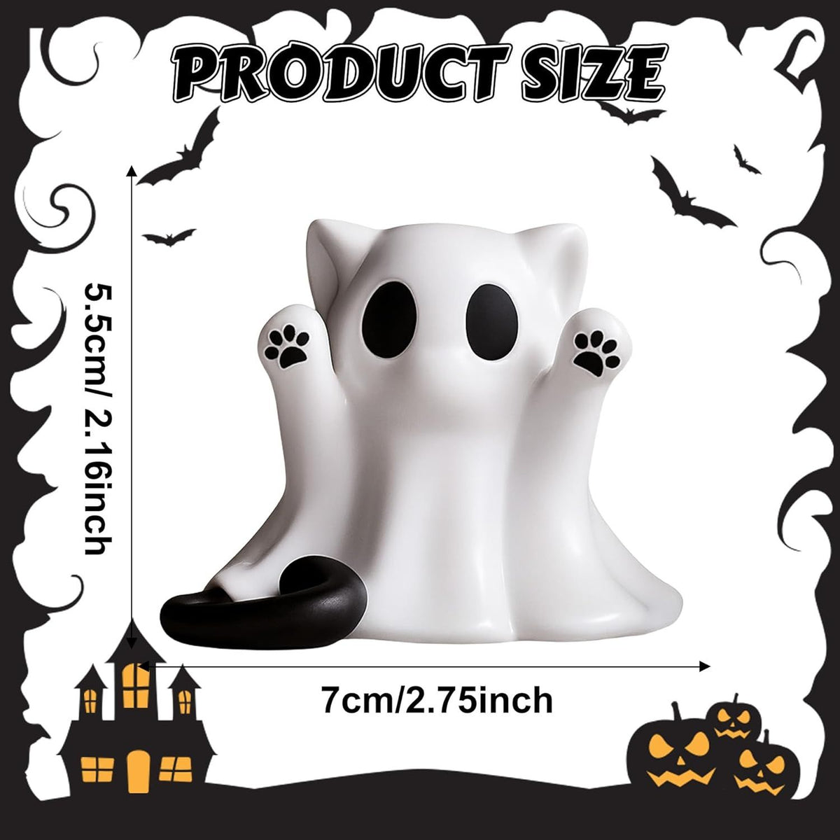 Doba Halloween Ghost Figurine, Spooky Resin Ghost Statue, Cute Ghost Halloween Decoration for Home and Office Desktop Decor Display Ornaments