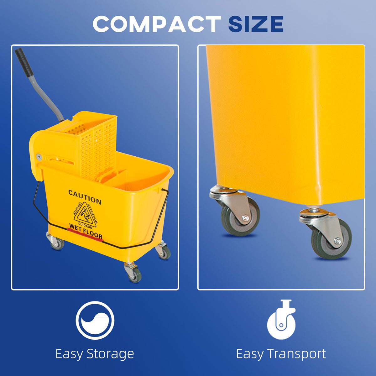 Doba Heavy Duty Janitor Mop Bucket with Wringer, Durable Yellow, Easy Clean-Up