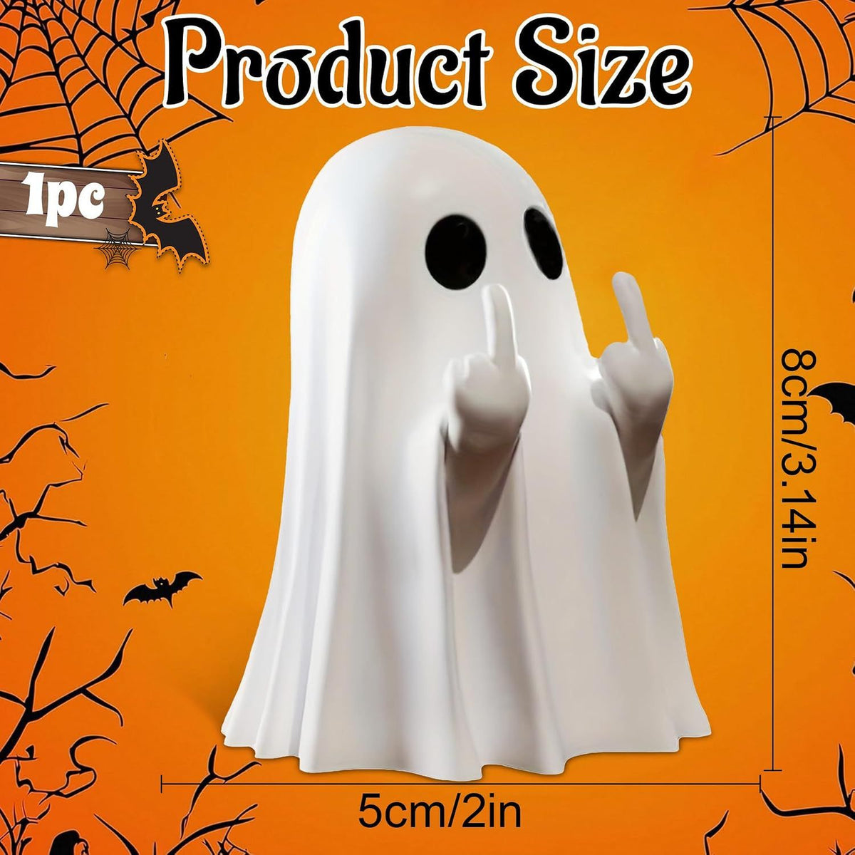 Doba Halloween Ghost Figurine, Spooky Resin Ghost Statue, Cute Ghost Halloween Decoration for Home and Office Desktop Decor Display Ornaments