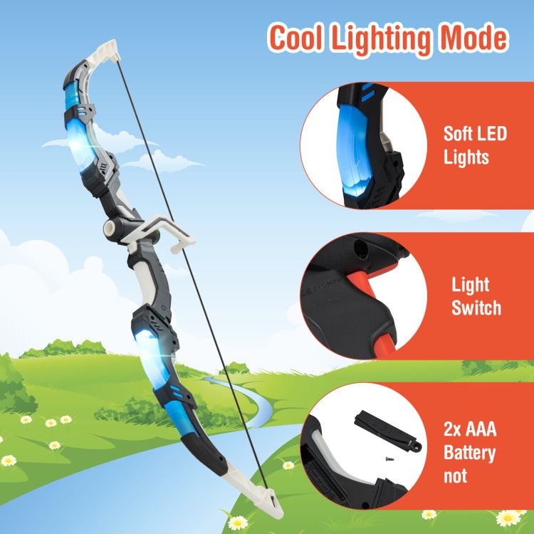 Doba Youth Archery Bow Set with LED Light Up Bow and 20 Suction Cup Arrows for Kids