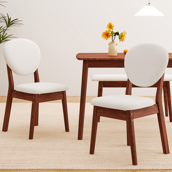Doba 1 Table 2 Chairs 1 Bench Dining Set, Rubber Wood Frame with Beige Upholstered Seats, Deep Walnut Finish Rectangular Kitchen Dining Furniture