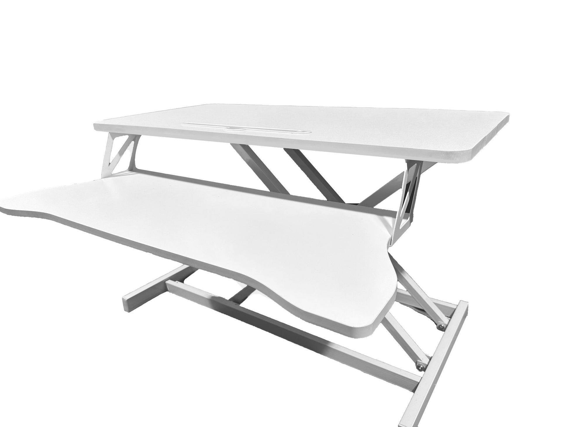 Doba 32 Inch Desk Converter, Height Adjustable Sit to Stand Riser, Dual Monitor and Laptop Workstation with Wide Keyboard Tray, White