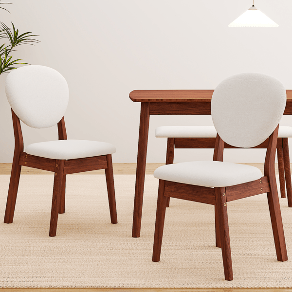 Doba 1 Table 2 Chairs 1 Bench Dining Set, Rubber Wood Frame with Beige Upholstered Seats, Deep Walnut Finish Rectangular Kitchen Dining Furniture