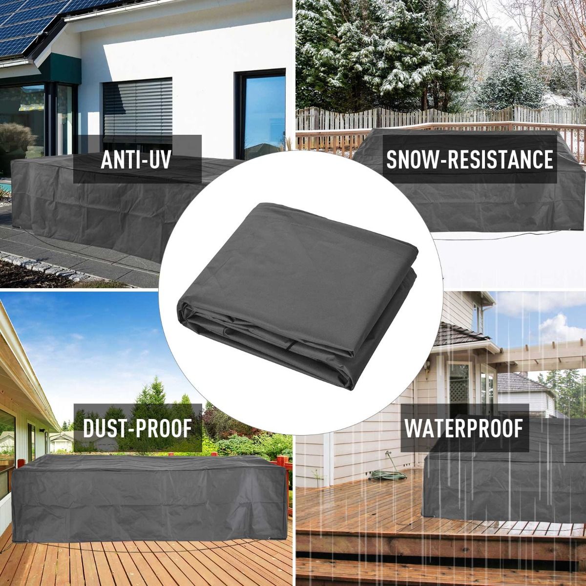 Doba 97" x 65" x 26" Weatherproof Outdoor Sectional Patio Furniture Cover with Ultimate Weather Protection, Grey